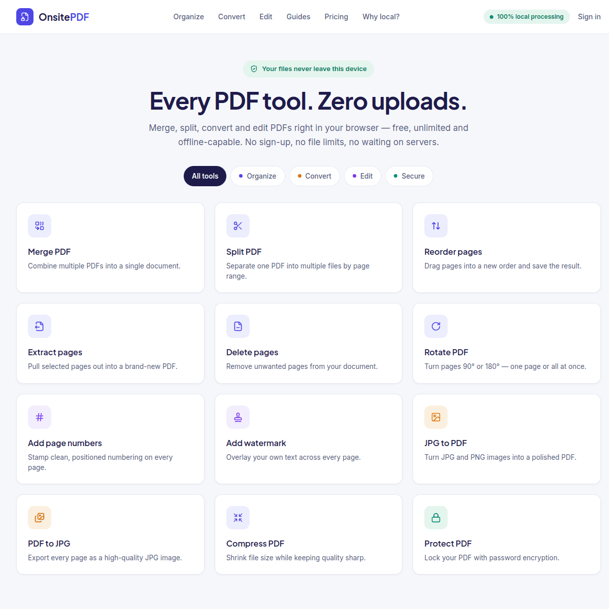 ONSITEPDF / APP WEB — live site preview